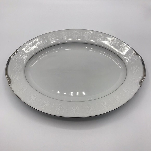 SEYEI Wedding Bell Fine China Small Platter 12” Platinum Trim  Ja… - Picture 1 of 10